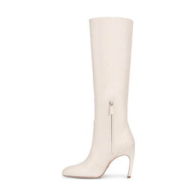 (W) Stuart Weitzman Thigh High Boots 'White Sheepskin'