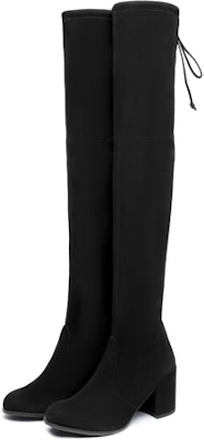 stuart weitzman/SW Tieland 經典圓頭粗高跟 過膝長靴 女款 黑色 Shop stuart weitzman/SW Tieland 經典圓頭粗高跟 過膝長靴 女款 黑色
