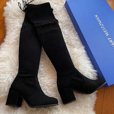stuart weitzman/SW Tieland 經典圓頭粗高跟 過膝長靴 女款 黑色 1