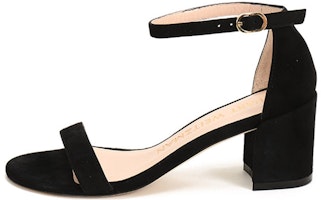 (Women) Stuart Weitzman Velvet 'Black Chunky Heel Sandal' SIMPLESUESUEDEBLACK (Women) Stuart Weitzman Velvet 'Black Chunky Heel Sandal' SIMPLESUESUEDEBLACK