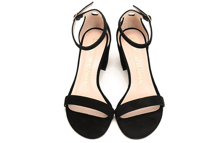 Shop (W) 스튜어트 와이츠먼 블랙 벨벳 청키 힐 샌들 SIMPLESUESUEDEBLACK