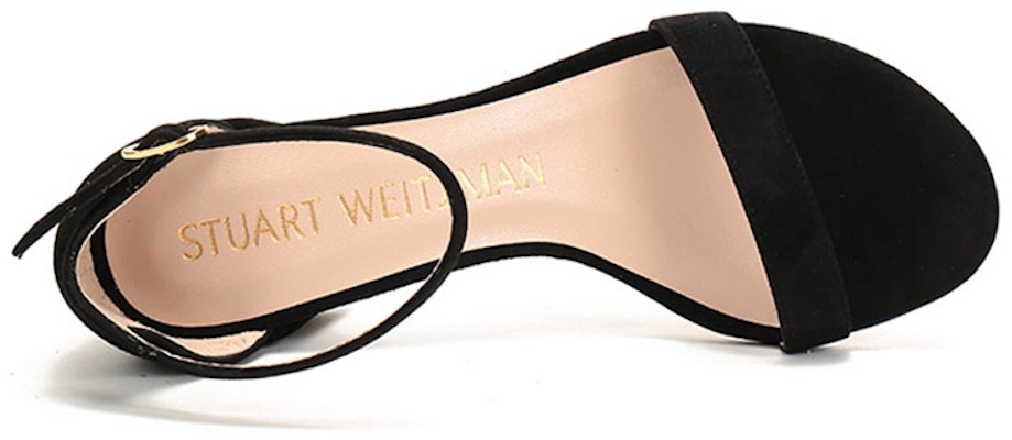 Stuart Weitzman/SW 絨面 一字帶粗跟 涼鞋 女款 黑色 Purchase Stuart Weitzman/SW 絨面 一字帶粗跟 涼鞋 女款 黑色