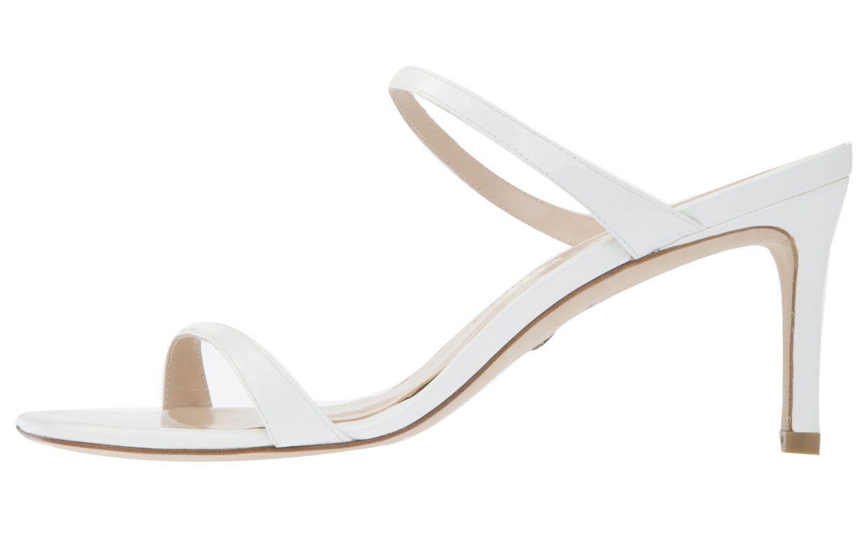 (W) Stuart Weitzman White 'Elegant Shiny High Heel Fashion Slide'