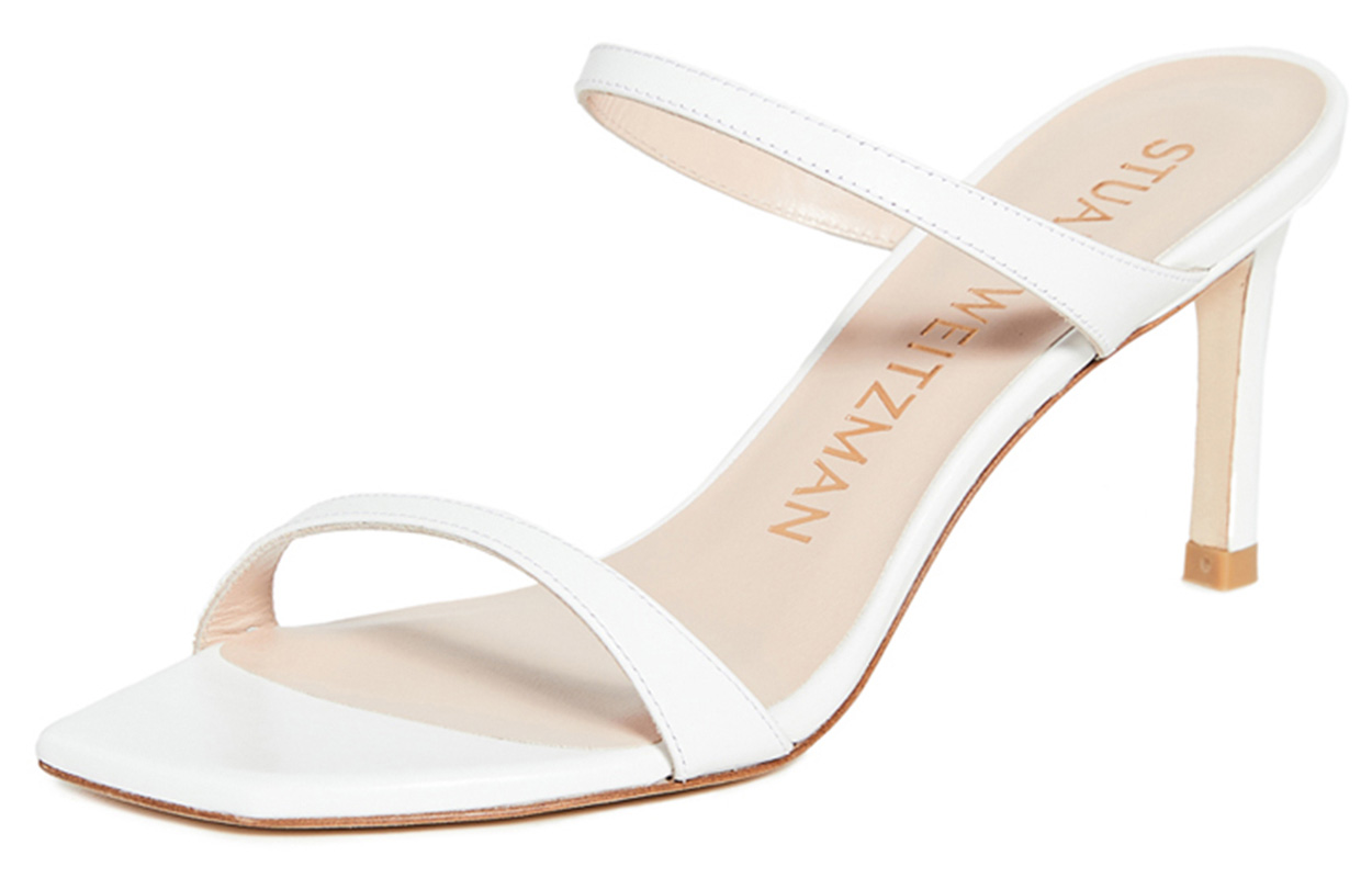 (W) Stuart Weitzman White 'Elegant Shiny High Heel Fashion Slide' 圖 3