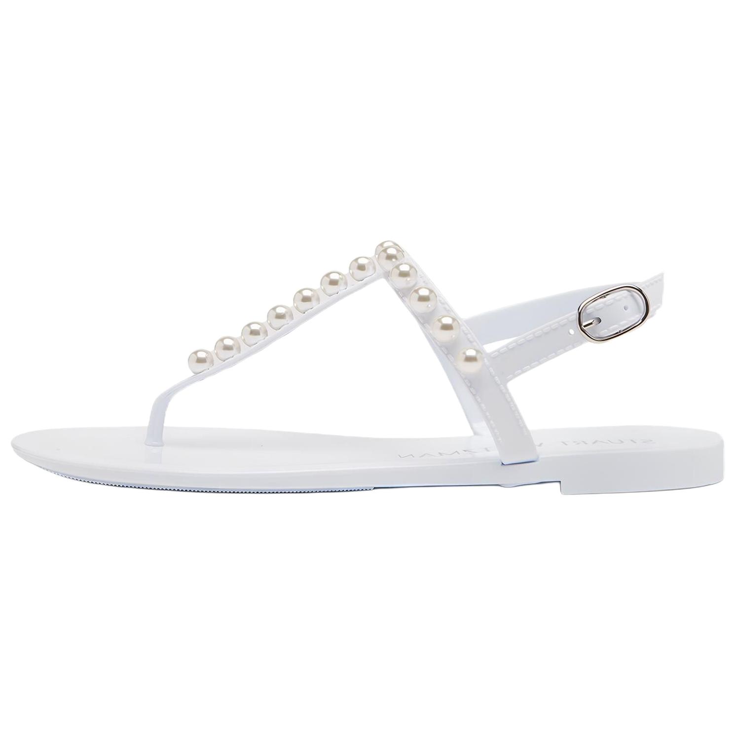 (Women) Stuart Weitzman White Comfortable Casual Flip-Flop Sandals S0822SEMWHT White Color
