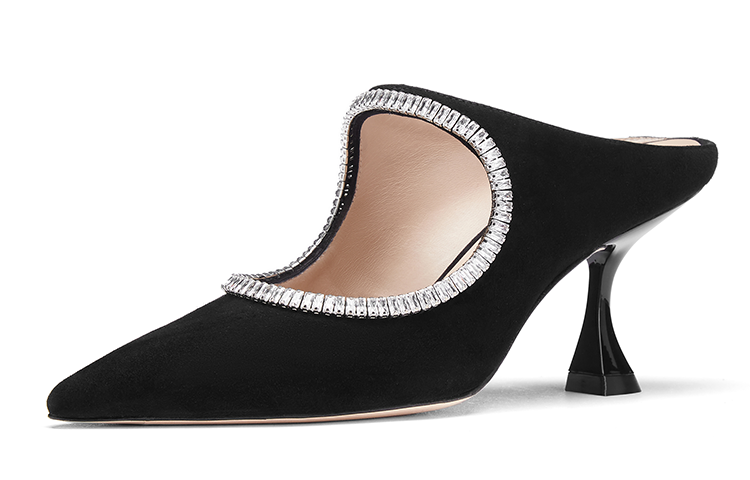 (W) Stuart Weitzman Xcurve Crystal 75 Mule 'Black Suede' 圖 2