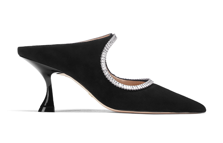 (W) Stuart Weitzman Xcurve Crystal 75 Mule 'Black Suede' 圖 3