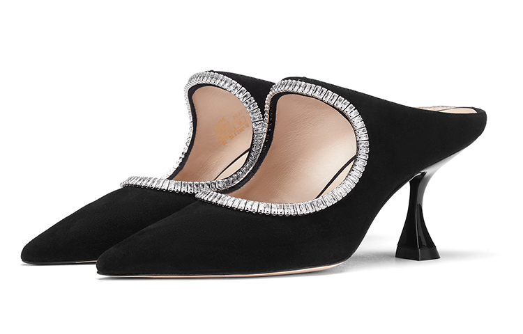 (W) Stuart Weitzman Xcurve Crystal 75 Mule 'Black Suede' 圖 4