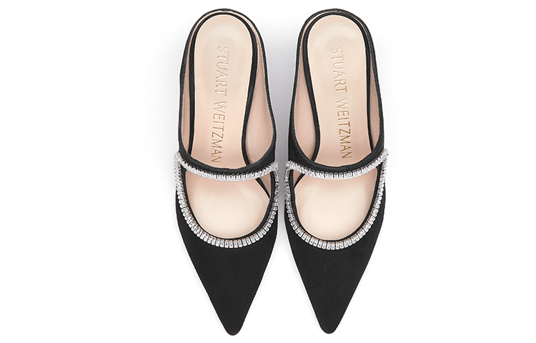 (W) Stuart Weitzman Xcurve Crystal 75 Mule 'Black Suede' 圖 6
