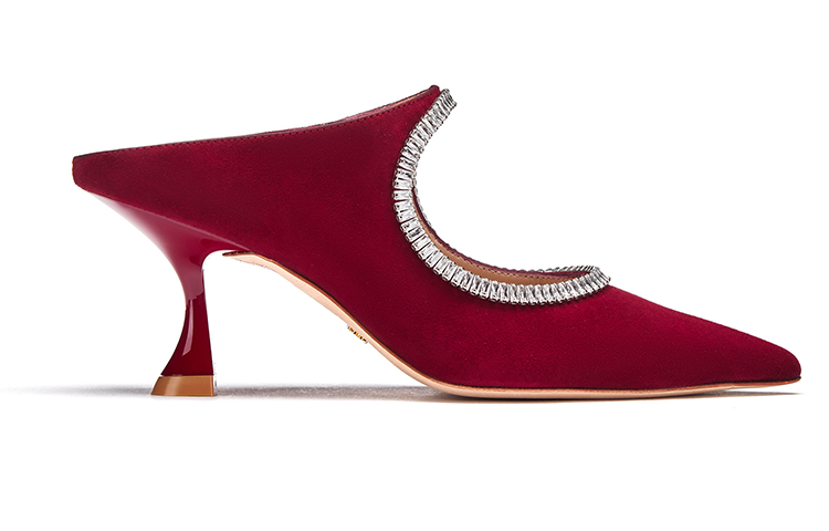 (W) Stuart Weitzman Xcurve Crystal 75 Mule 'Winery Red' 圖 2
