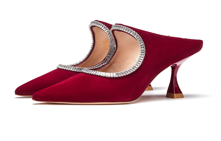 (W) Stuart Weitzman Xcurve Crystal 75 Mule 'Winery Red' 圖 4