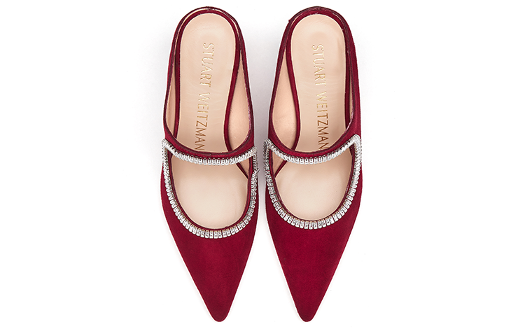 (W) Stuart Weitzman Xcurve Crystal 75 Mule 'Winery Red' 圖 6