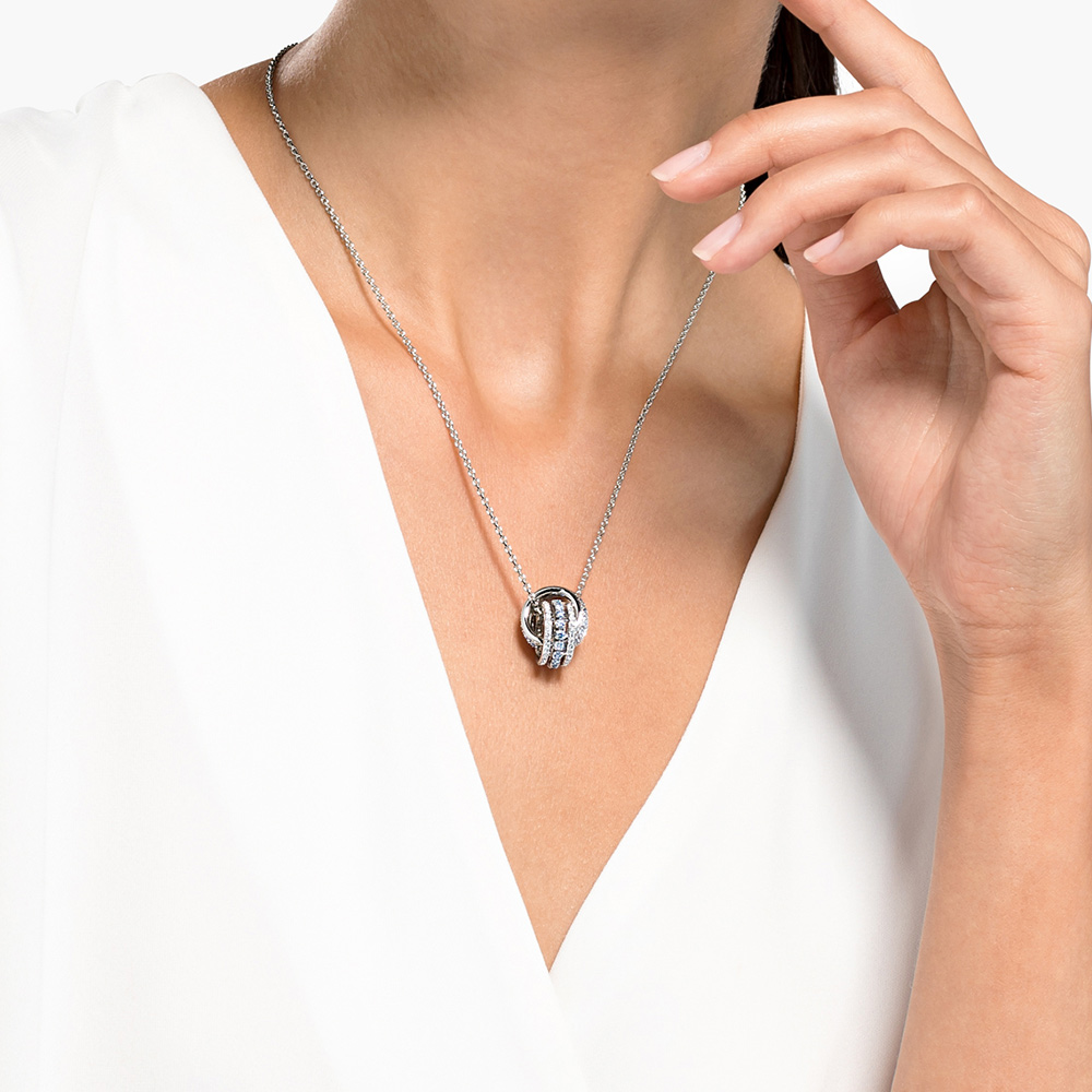 Purchase (W) 施华洛世奇125周年纪念银色镀层双环项链女款 5537106