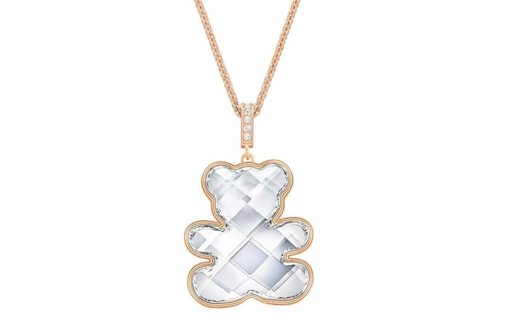 (Women) Swarovski 3D Teddy Bear Necklace  White Sweater Chain. 5345685