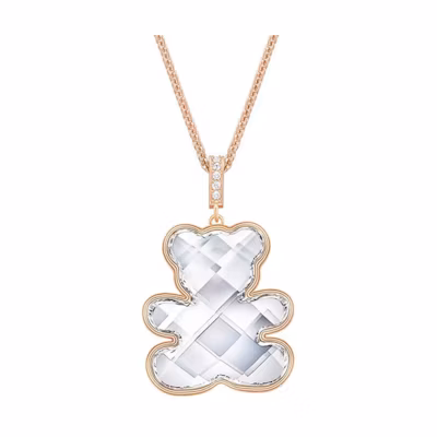 (Women) Swarovski 3D Teddy Bear Necklace White Sweater Chain. 5345685