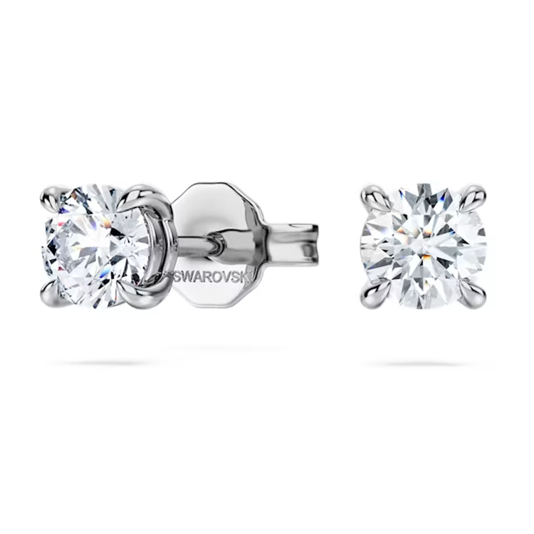 (Women) Swarovski  18K White Gold Round Silver Stud Earrings 5697780 圖 3