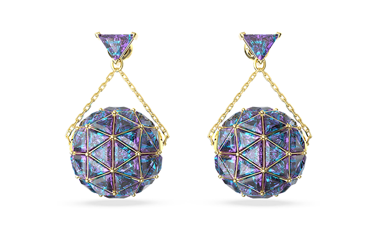 (Women) Swarovski  Blue Teardrop Triangle-Cut Earrings 5629229