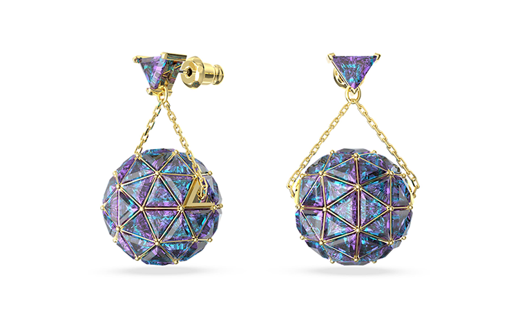 Lookbook (W) 施華洛世奇 藍色淚滴三角切割耳環 5629229