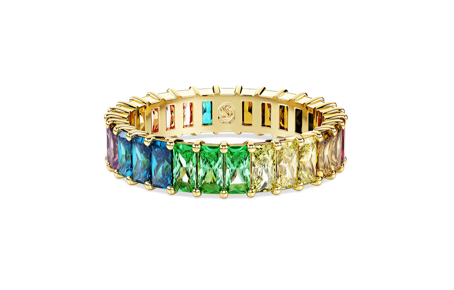 (Women) Swarovski  Gold-Plated Zircon Gemstone Ring Multicolor Jewelry. 5686635