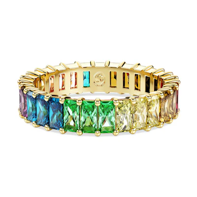 (Women) Swarovski Gold-Plated Zircon Gemstone Ring Multicolor Jewelry. 5686635