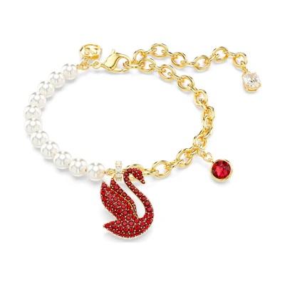 (Women) Swarovski Gold-Tone Swan Pearl Zirconia Crystal Bracelet, Multicolor. 5677792