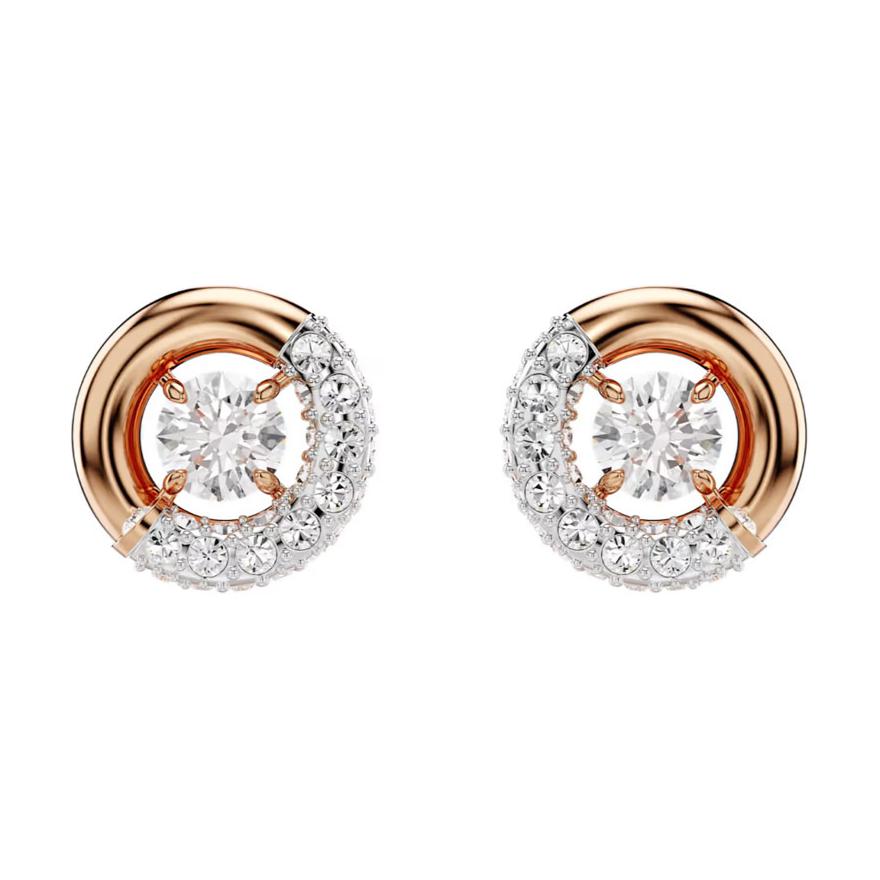 (Women) Swarovski  Gold Cubic Zirconia Crystal Stud Earrings. 5692258