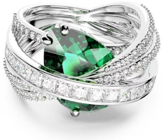 (Women) Swarovski Green Curved Design Rhodium-Plated Ring. 5666957 (Women) Swarovski Green Curved Design Rhodium-Plated Ring. 5666957