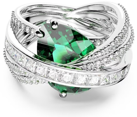 (W) スワロフスキー グリーンカーブデザイン ロジウムメッキリング 5666957 Order (W) スワロフスキー グリーンカーブデザイン ロジウムメッキリング 5666957