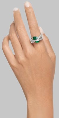 (W) スワロフスキー グリーンカーブデザイン ロジウムメッキリング 5666957 Shop (W) スワロフスキー グリーンカーブデザイン ロジウムメッキリング 5666957