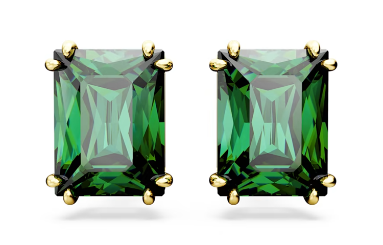 (Women) Swarovski  Green Gemstone Rhodium-Plated Stud Earrings. 5677142 圖 2