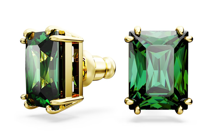 (Women) Swarovski  Green Gemstone Rhodium-Plated Stud Earrings. 5677142 圖 3