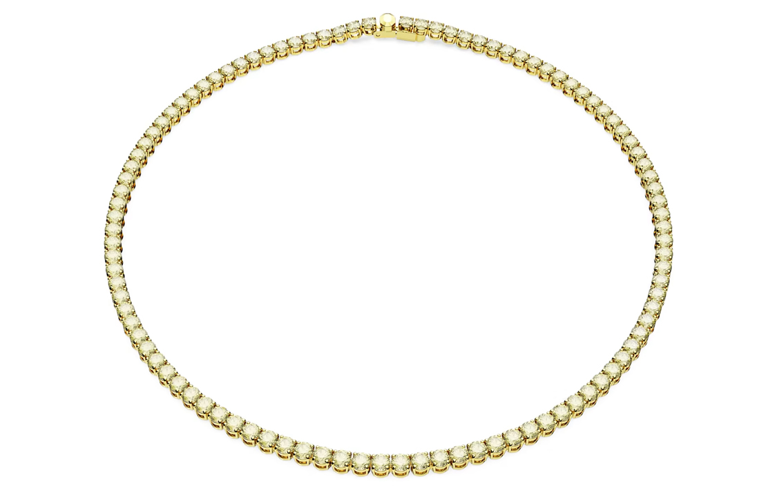(Women) Swarovski  Matrix Tennis Round Cut Gold-Plated Cubic Zirconia Necklace. 5661191