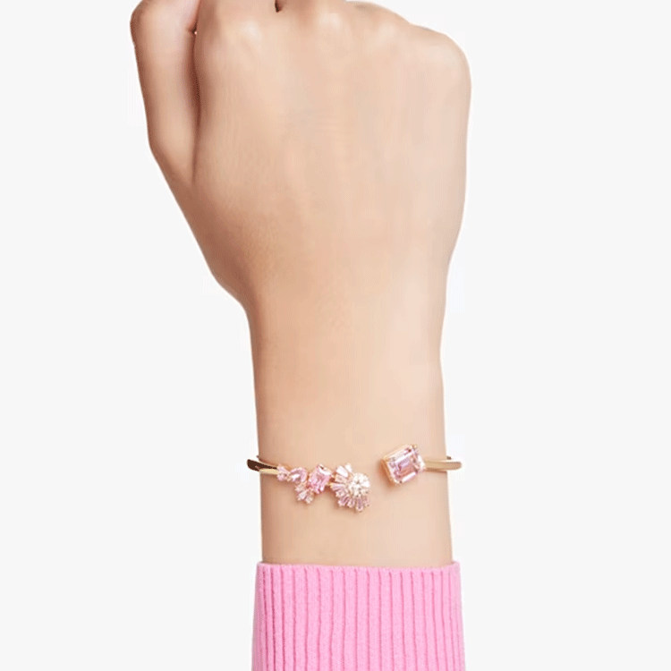 Details for (W) 施華洛世奇 粉紅水晶方形手鏈 時尚珠寶 5688482