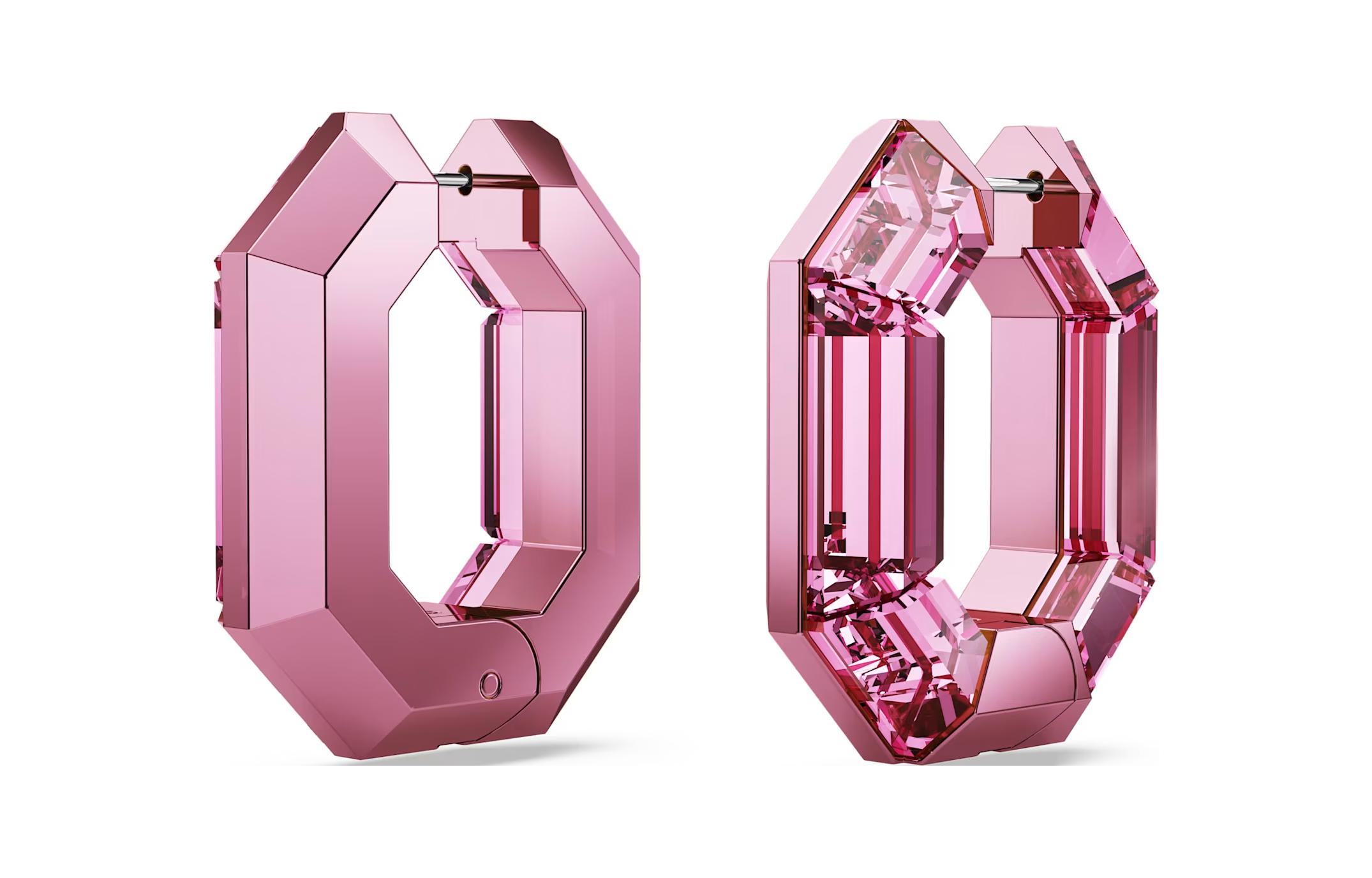 (Women) Swarovski  Pink Octagon Hoop Aluminum Earrings. 5680783 圖 4