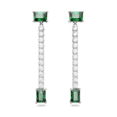(Women) Swarovski Rectangular Zirconia Drop Earrings, Multi-color Design. 5665786