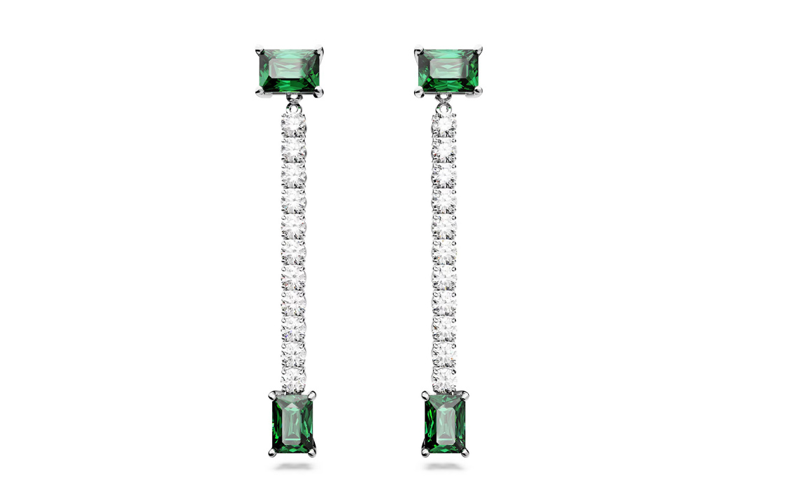 (Women) Swarovski  Rectangular Zirconia Drop Earrings, Multi-color Design. 5665786 圖 2