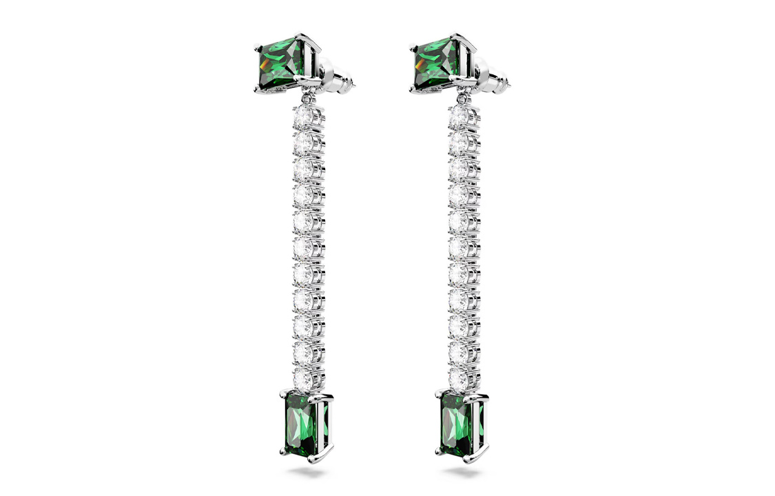 (Women) Swarovski  Rectangular Zirconia Drop Earrings, Multi-color Design. 5665786 圖 3