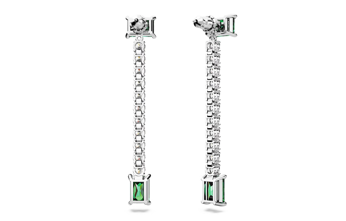 (Women) Swarovski  Rectangular Zirconia Drop Earrings, Multi-color Design. 5665786 圖 4