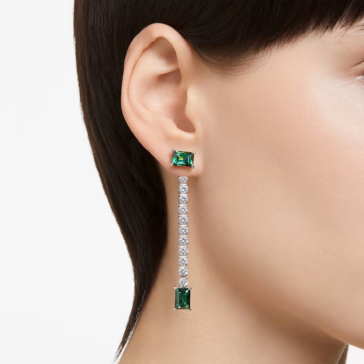(Women) Swarovski  Rectangular Zirconia Drop Earrings, Multi-color Design. 5665786 圖 5