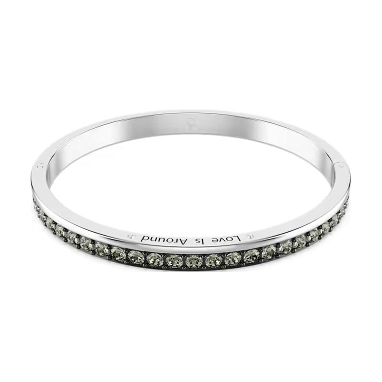 (Women) Swarovski  Rhodium-Plated Bracelet with Silver-Grey Crystal - Black. 5690020