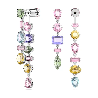 (Women) Swarovski Rhodium-Plated Earrings with Asymmetric Multicolor Crystals. 5656417