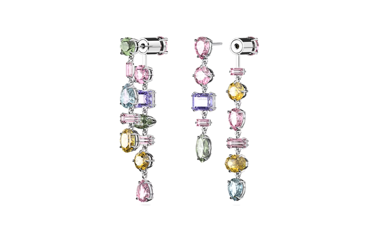 (Women) Swarovski  Rhodium-Plated Earrings with Asymmetric Multicolor Crystals. 5656417 圖 4