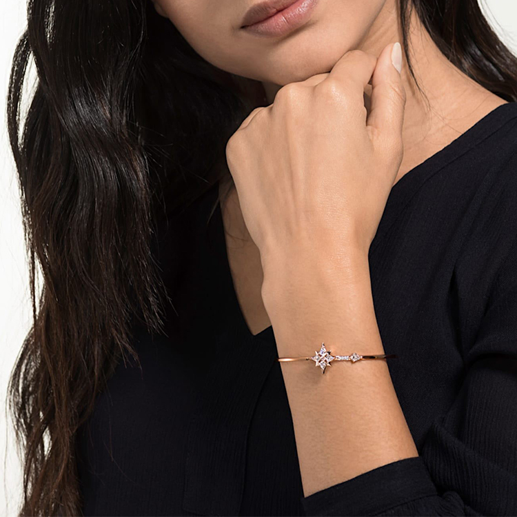 (Women) Swarovski  Romantic Star Rose Gold Plated Crystal Bracelet 5494338 圖 4