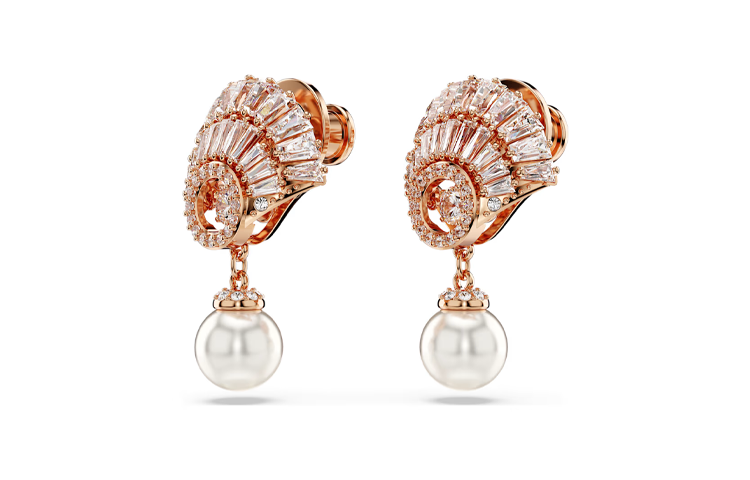 (Women) Swarovski  Rose Gold Shell Earrings with Crystals & Simulated Pearls. 5689196 圖 4