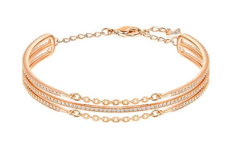 (Women) Swarovski  Rose Gold Triple-Layer Crystal Metal Bracelet Fashionable Accessory 5217726
