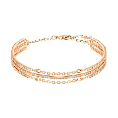 (Women) Swarovski Rose Gold Triple-Layer Crystal Metal Bracelet Fashionable Accessory 5217726