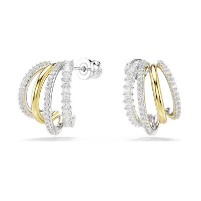 (Women) Swarovski Silver Mini Hoop Earrings with Quad Ring Design. 5689718