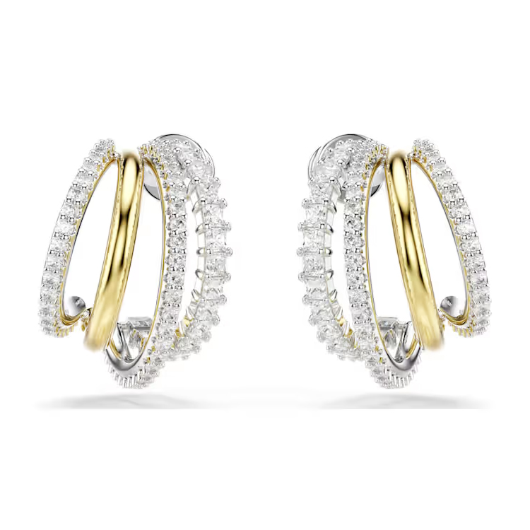 (Women) Swarovski  Silver Mini Hoop Earrings with Quad Ring Design. 5689718 圖 3
