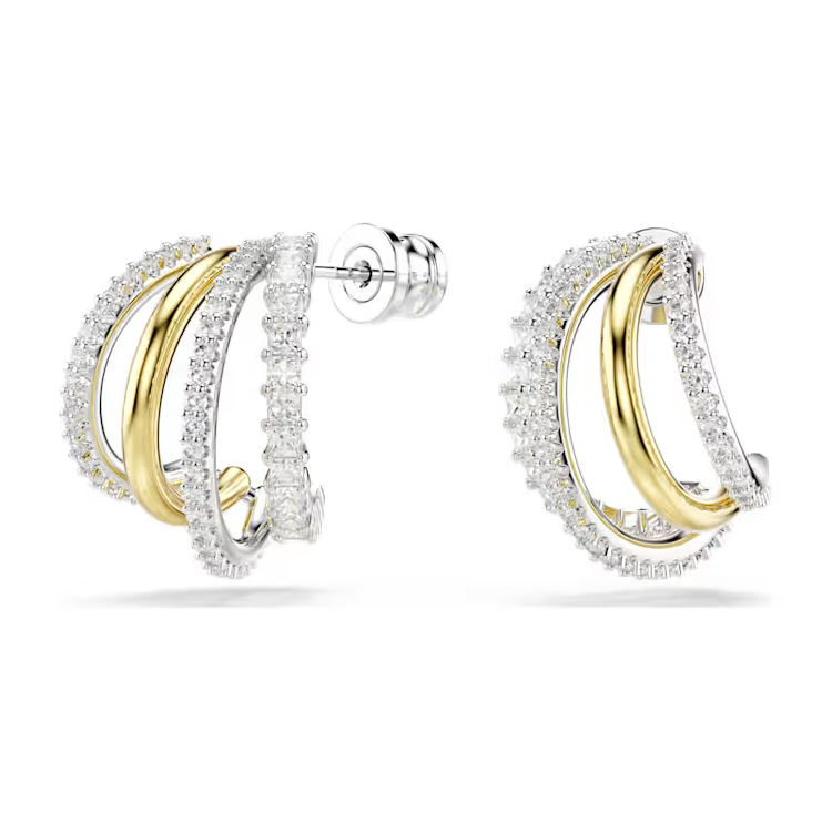 (Women) Swarovski  Silver Mini Hoop Earrings with Quad Ring Design. 5689718 圖 4