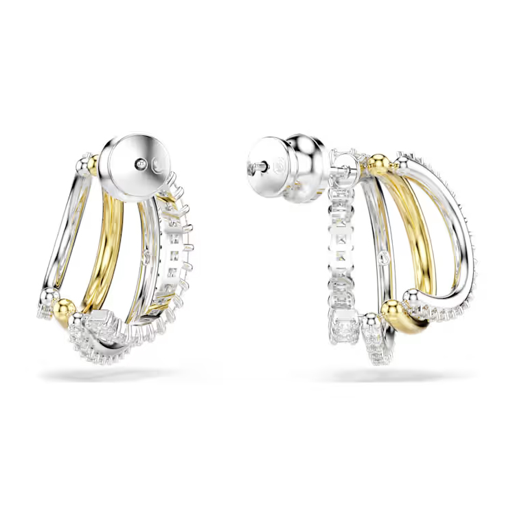 (Women) Swarovski  Silver Mini Hoop Earrings with Quad Ring Design. 5689718 圖 5